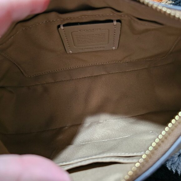 Coach Teri Shoulder Bag Purse In Signature Canvas and Embossed Snakeskin - Picture 7 of 8